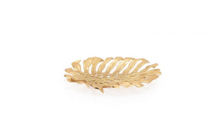 Lux-Monstera-Leaf-Nickel-Plated-15-L-Wall-Platter-Gold-2