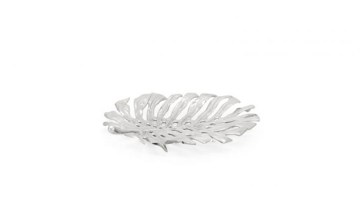 Lux-Monstera-Leaf-Nickel-Plated-15-L-Wall-Platter-Silver-2