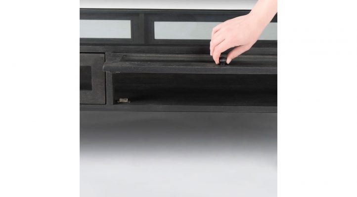 Lyon-48-dark-brown-w-black-metal-base-square-display-coffee-table-7