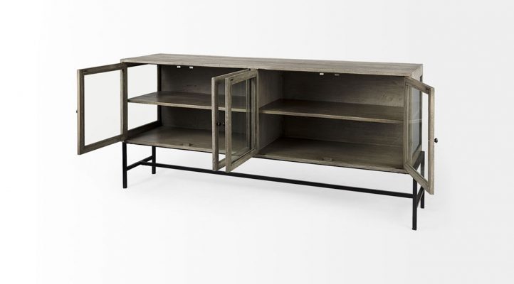 lyon-70lx18wx32h-gray-wood-w-black-metal-base-4-door-glass-cabinet-sideboard-5