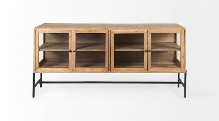 lyon-70lx18wx32h-light-brown-w-black-metal-base-4-door-glass-cabinet-sideboard-2