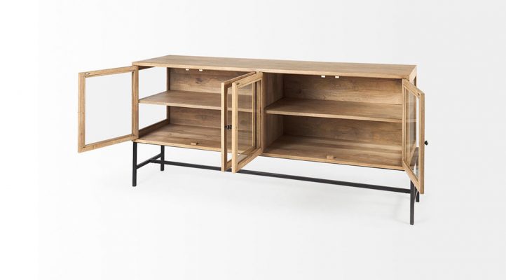lyon-70lx18wx32h-light-brown-w-black-metal-base-4-door-glass-cabinet-sideboard-5