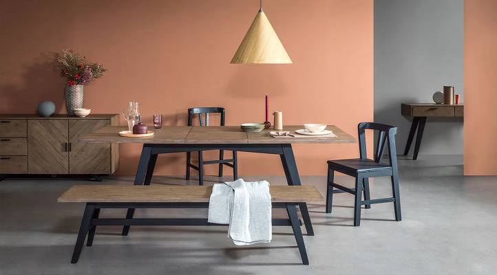 Lino Extension Dining Table - Sundried Wheat - Matte Black-3