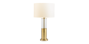 Ashton Glass Column Brushed Gold Metal Table Lamp (1)