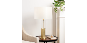 Ashton Glass Column Brushed Gold Metal Table Lamp (2)