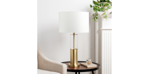 Ashton Glass Column Brushed Gold Metal Table Lamp (5)