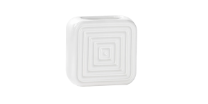 Echo Ribbed Square 4.5h White Ceramic Vase (1)