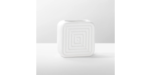 Echo Ribbed Square 4.5h White Ceramic Vase (2)