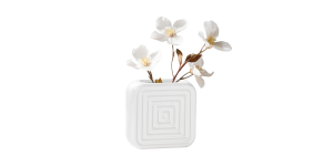 Echo Ribbed Square 4.5h White Ceramic Vase (3)