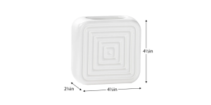 Echo Ribbed Square 4.5h White Ceramic Vase (4)