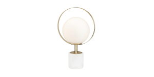 Halo Frosted Glass Globe 16h Marble Base Table Lamp (1)