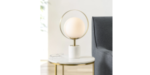 Halo Frosted Glass Globe 16h Marble Base Table Lamp (2)