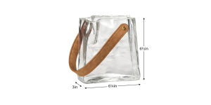 Handbag Clear Glass 6.5h Vase with Faux Leather Handle (4)