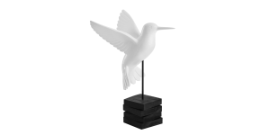 Hummingbird 21h White Polystone Decor Sculpture on Stand (1)