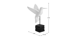 Hummingbird 21h White Polystone Decor Sculpture on Stand (3)