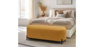 Pender Pin Leg Ashton Weave Upholstery Long Bench - Goldenrod (2)