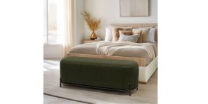 Pender Pin Leg Ashton Weave Upholstery Long Bench - Hunter Green (2)