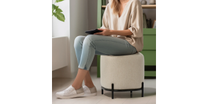 Pender Pin Leg Ashton Weave Upholstery Ottoman Stool - Oatmeal Cream (11)