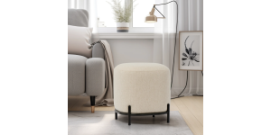 Pender Pin Leg Ashton Weave Upholstery Ottoman Stool - Oatmeal Cream (2)