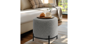 Pender Pin Leg Ashton Weave Upholstery Ottoman Stool - Stone Grey (10)
