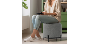 Pender Pin Leg Ashton Weave Upholstery Ottoman Stool - Stone Grey (11)
