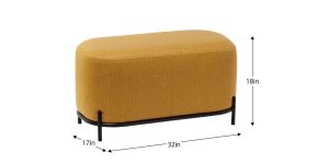 Pender Pin Leg Ashton Weave Upholstery Short Bench - Goldenrod (2)