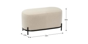Pender Pin Leg Ashton Weave Upholstery Short Bench - Oatmeal Cream (10)