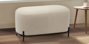 Pender Pin Leg Ashton Weave Upholstery Short Bench - Oatmeal Cream (2)