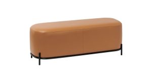 Pender Pin Leg Flat Grain Vegan Faux Leather Long Bench - Caramel (1)
