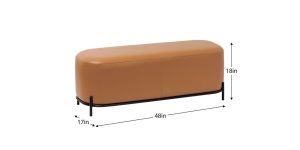 Pender Pin Leg Flat Grain Vegan Faux Leather Long Bench - Caramel (10)