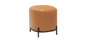 Pender Pin Leg Flat Grain Vegan Faux Leather Ottoman Stool - Caramel (1)