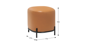 Pender Pin Leg Flat Grain Vegan Faux Leather Ottoman Stool - Caramel (9)
