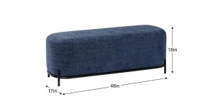 Pender Pin Leg Newport Weave Upholstery Long Bench - Blue (10)