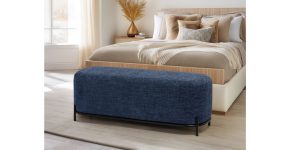 Pender Pin Leg Newport Weave Upholstery Long Bench - Blue (2)