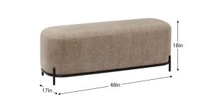 Pender Pin Leg Newport Weave Upholstery Long Bench - Taupe (8)