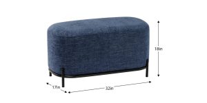 Pender Pin Leg Newport Weave Upholstery Short Bench - Blue (12)