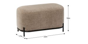 Pender Pin Leg Newport Weave Upholstery Short Bench - Taupe (8)