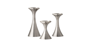 Tomar Antique Pewter Ribbed 3 Piece Pillar Candle Holder Set (1)