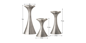 Tomar Antique Pewter Ribbed 3 Piece Pillar Candle Holder Set (4)