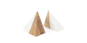 Zion Wood And Marble Bookends, S2 (2)
