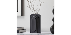 Clarence Metal Vase, Large Black (1)