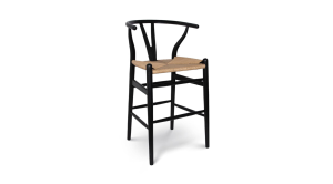 Frida Counter Stool - Black with Natural Seat (2)